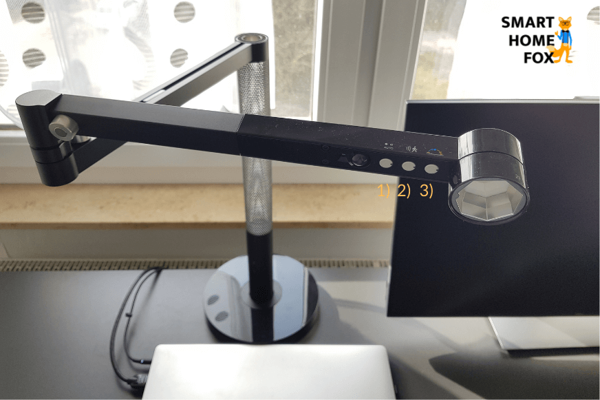 Knöpfe an der Dyson Lightcycle Morph zur Steuerung der Lampe